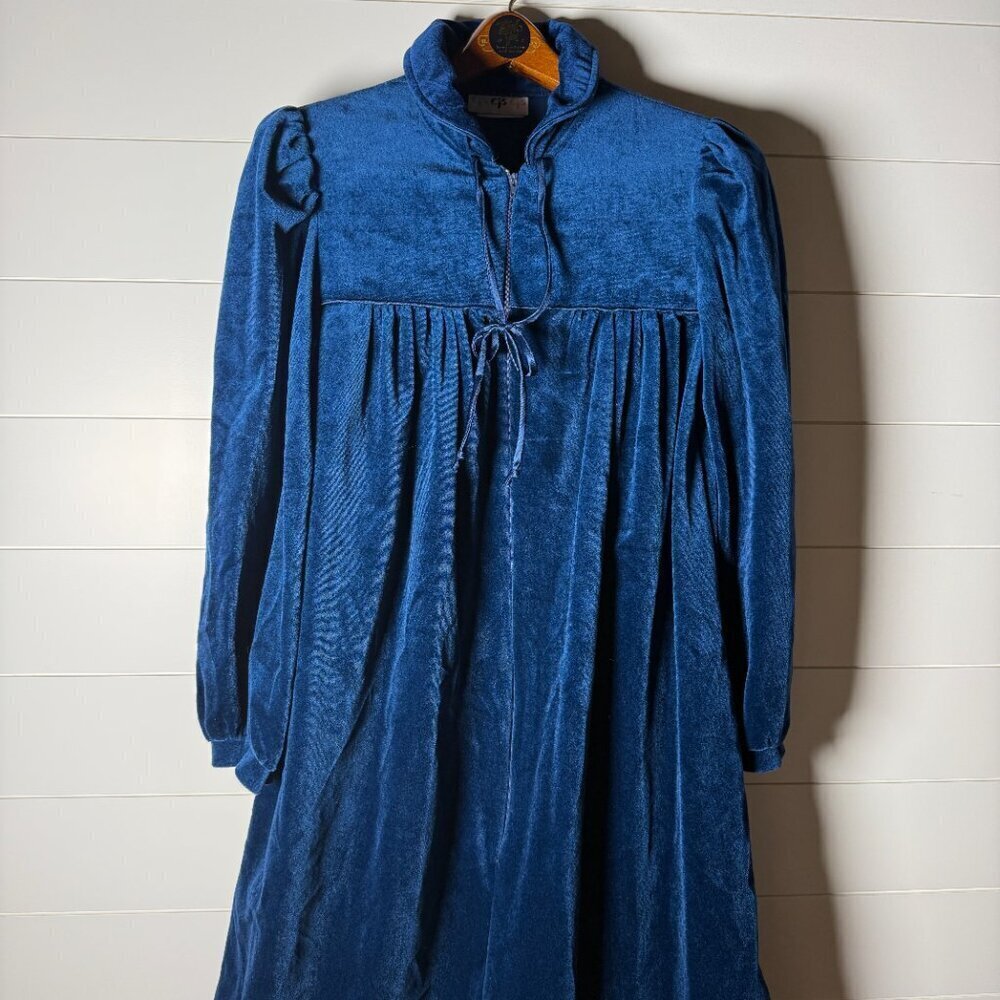 Vintage CJS Robe Housecoat Teal Blue Womens
